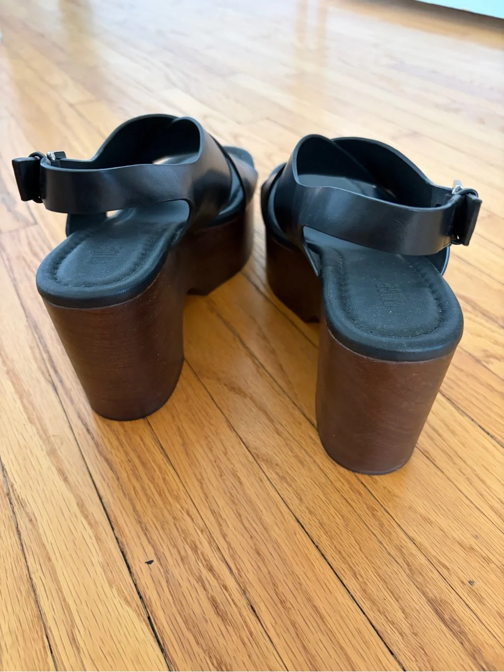 Black Leather Paige Platform Sandals